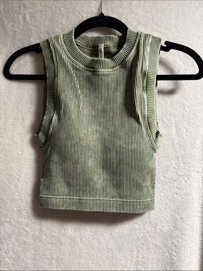 Zenana Outfitters Ribbed Crop Tank - Sage Green